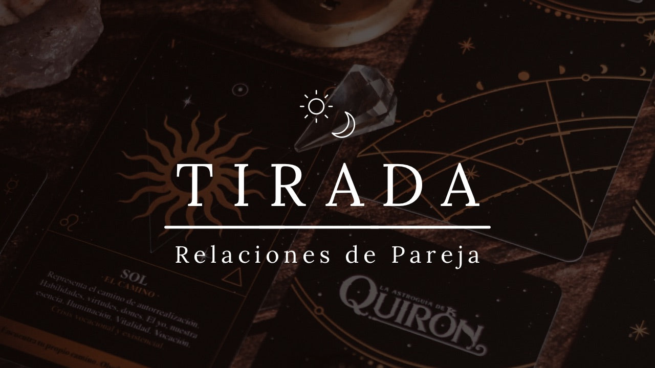 Cargar video: Esta tirada nos ayuda a visualizar las relaciones de pareja desde la Astrología. ¿Qué es lo que nos muestra la AstroGuía de Quiron en determinada relación de pareja? Puedes realizar esta tirada con azar (como juego astrológico) o con la información de tu Carta Astral y de la pareja por la que quieras preguntar. En esta tirada debes direccionar la energía hacia una persona en particular. Recuerda que la AstroGuía de Quiron nos habla de arquetipos femenino/masculino desde una perspectiva energética y no binaria.